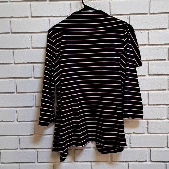 Sag Harbor Navy & Pink Striped Oversized Open Front Blazer. Size Large NWOT - Picture 5 of 8